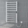 CAMPO електрична рушникосушарка R, 120W, 500*900мм, сталь 304, 10 перемичок (5-5) коло, стійки квадрат, таймер, термостат 70°С, blanco — Photo 7