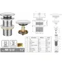 Донний клапан для раковини Koer PW-12-01 1 1/4''  без переливу автоматичний СLICK-СLACK (Колір хром) (KR5798) — Photo 19