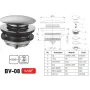 Донний клапан для ванни ZERIX BV-08 автоматичний (Click-Clack) (Колір хром) 1 1/2'' (ZX6025) — Photo 14