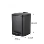 Відро для сміття з плавним закриттям квадратне ZERIX KUBIX-TC0106 BLACK 6 л (колір чорний) (ZX5890) — Photo 13